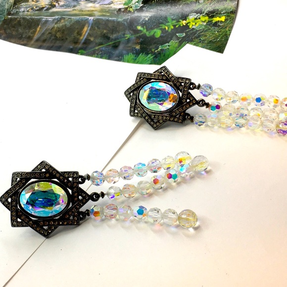 YSL Yves Saint Laurent AB faceted crystal runway clip earrings. Ysl jewelry rare - Picture 3 of 8